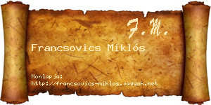 Francsovics Miklós névjegykártya