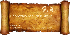 Francsovics Miklós névjegykártya