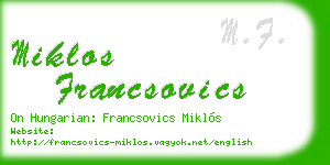 miklos francsovics business card